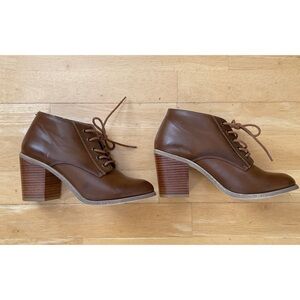 Brown Heeled Ankle Boots with Chunky Heel